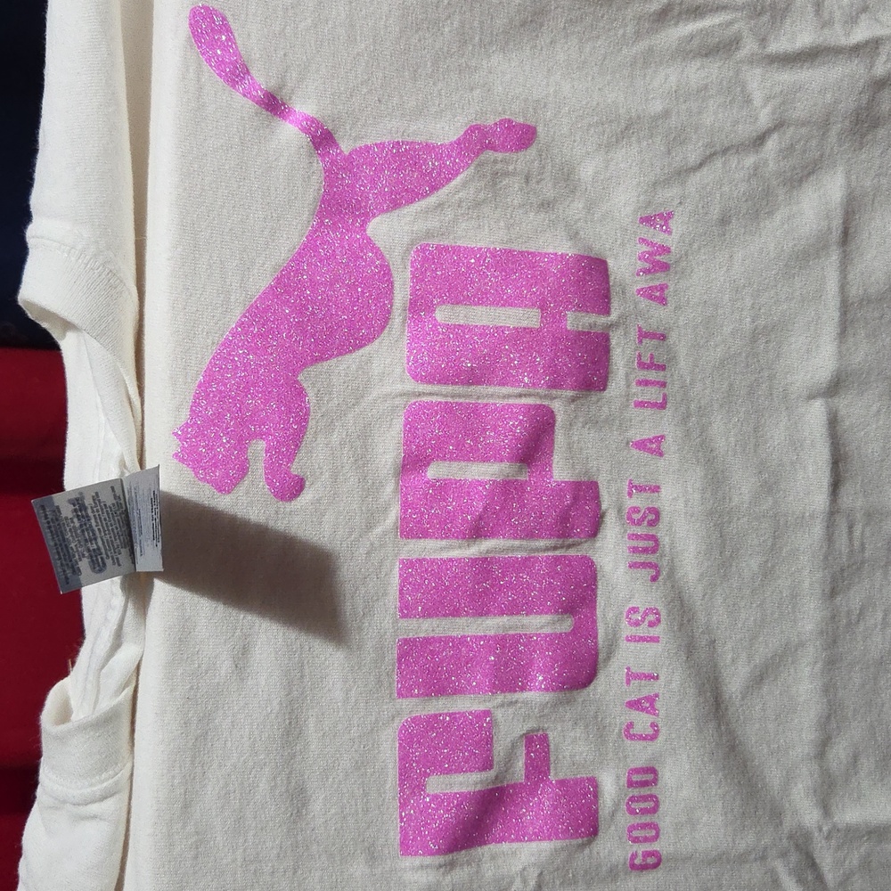 Gildan Kids White Tee with Pink Graphic - Picture 3 of 3